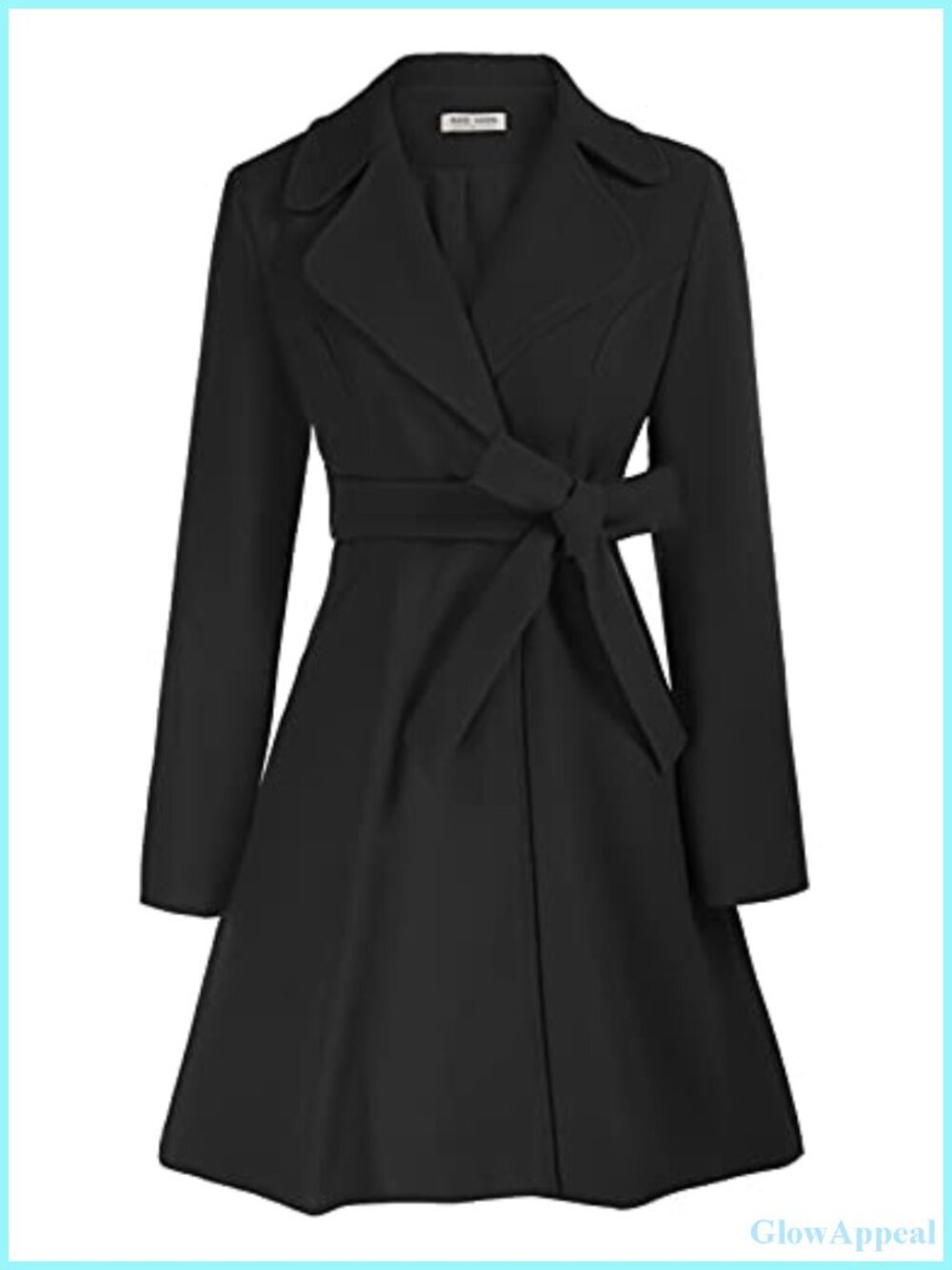Women's Wool-Blend A-Line Peacoat Dress - Notch Lapel Belted Overcoat